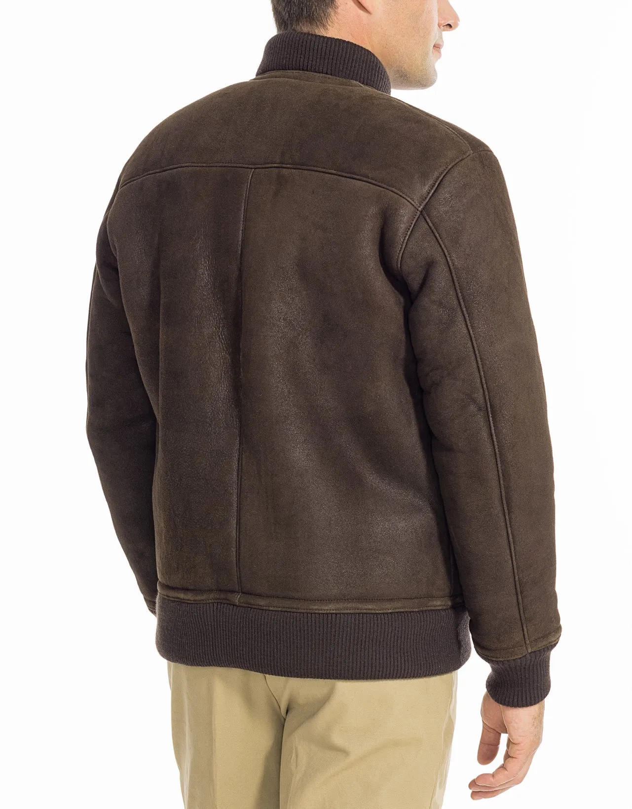 DARK BROWN SHEARLING BOMBER JACKET sold by J. Press product image thumbnail 2