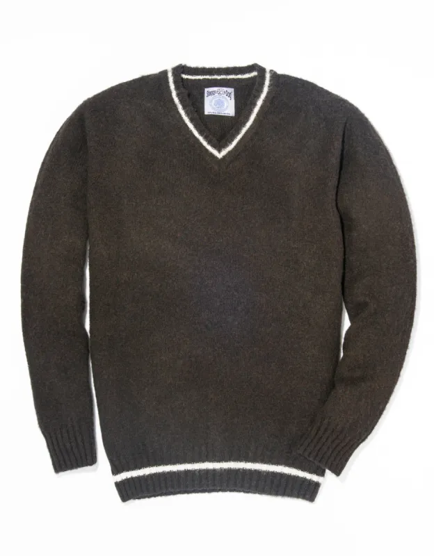SHAGGY DOG V-NECK SWEATER BROWN - TRIM FIT sold by J. Press