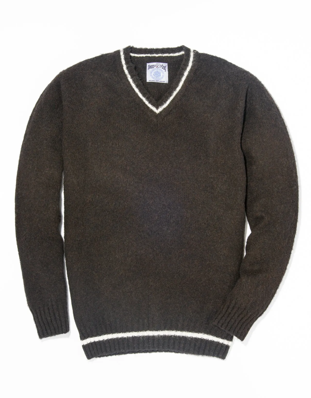 SHAGGY DOG V-NECK SWEATER BROWN - TRIM FIT sold by J. Press