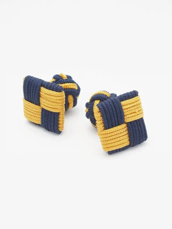 Navy & Gold Combo Knot Cufflinks sold by J. Press