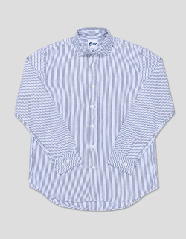 Trim Fit Enzyme-Washed Oxford Striped Spread Collar Shirt sold by J. Press