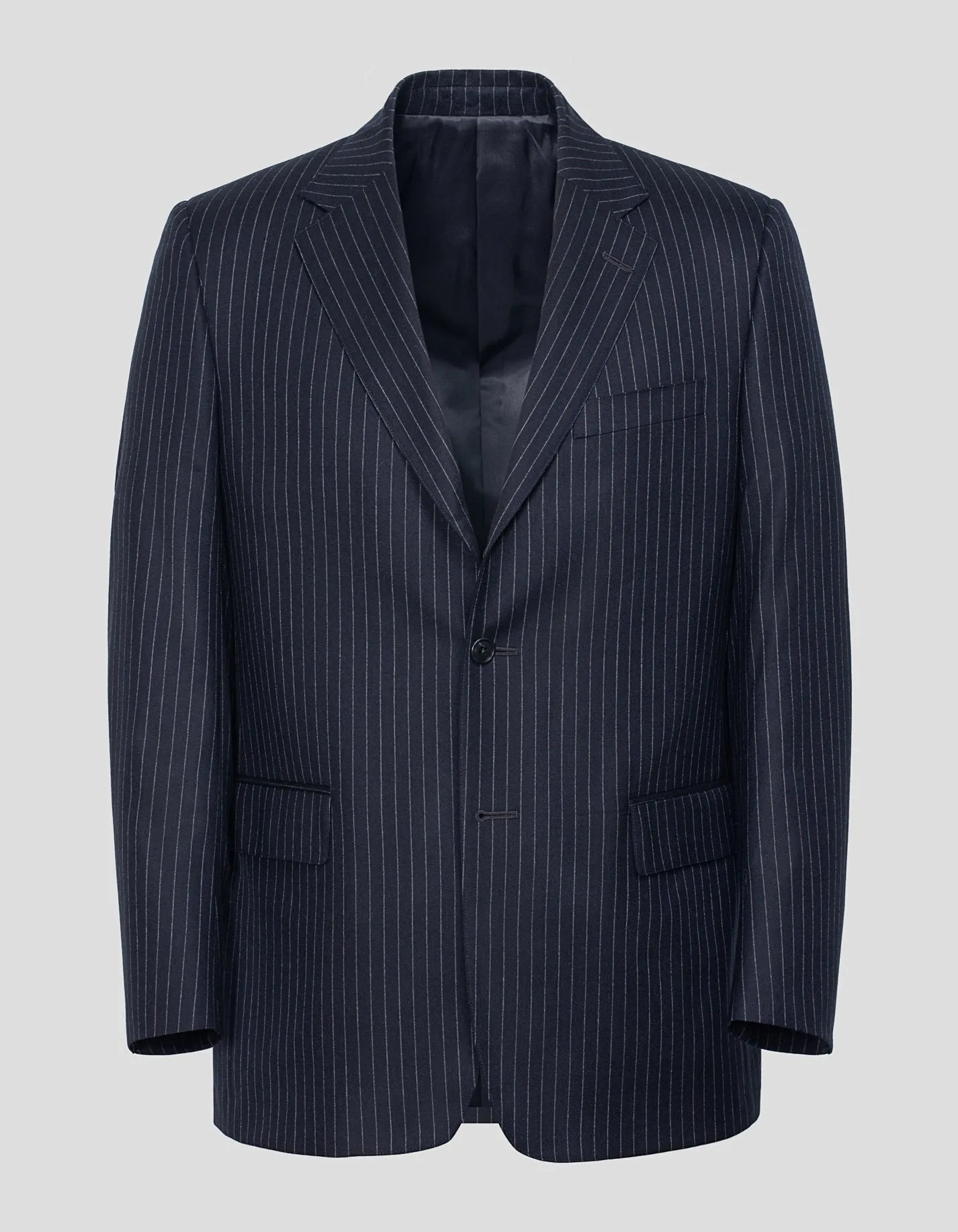 Made-in-Canada Navy Chalkstripe Wool Flannel Suit sold by J. Press