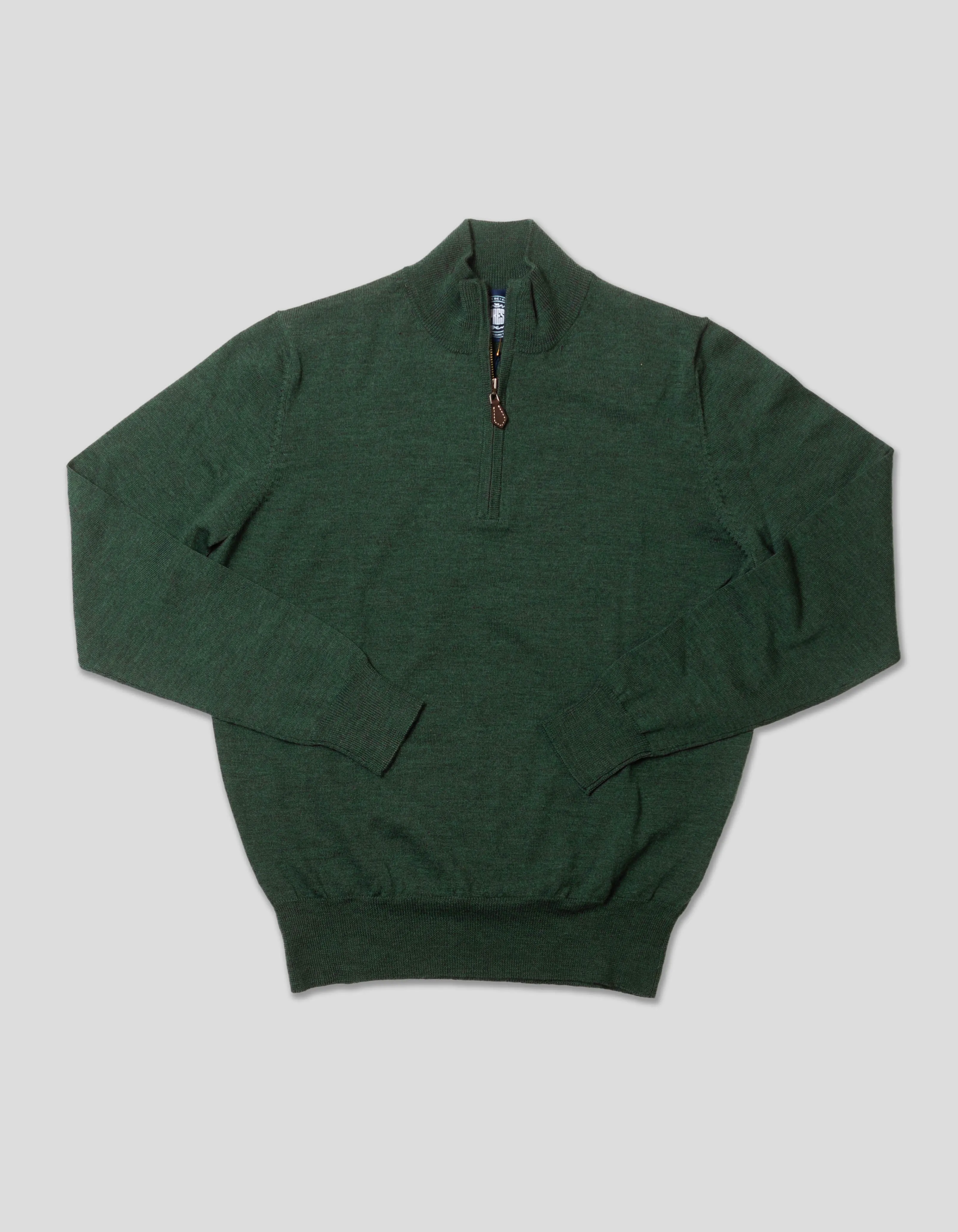 MERINO WOOL QUARTER ZIP UP - HUNTER GREEN sold by J. Press