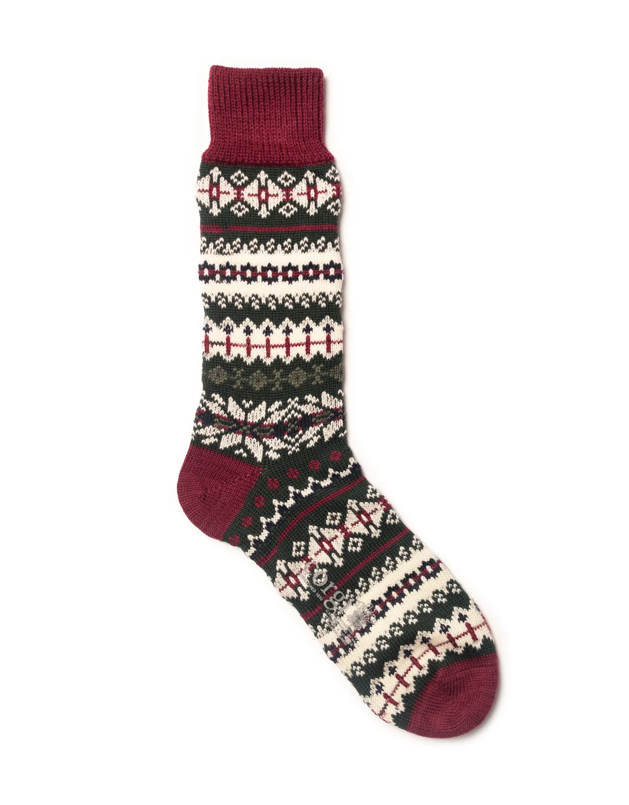 BURGUNDY/GREEN FAIR ISLE SOCKS sold by J. Press