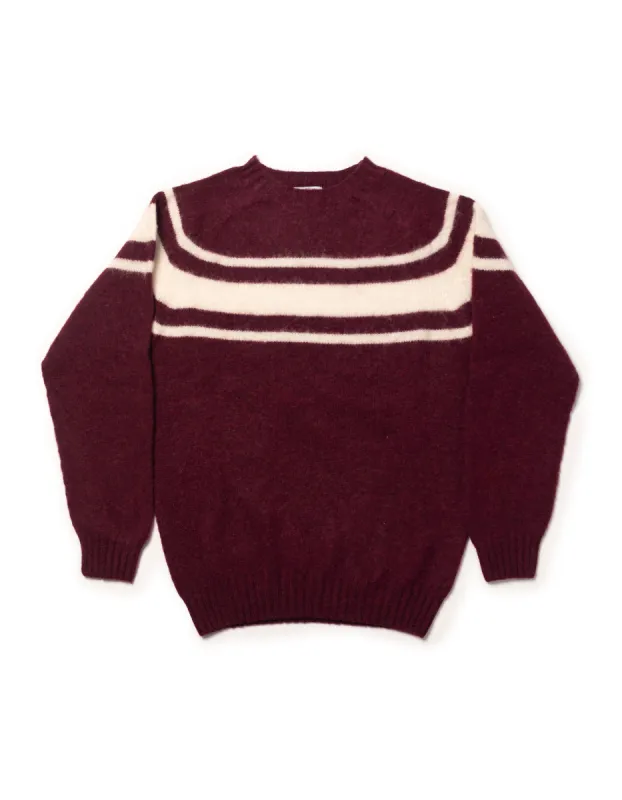 SHAGGY DOG SWEATER BURGUNDY CHEST STRIPE - TRIM FIT sold by J. Press