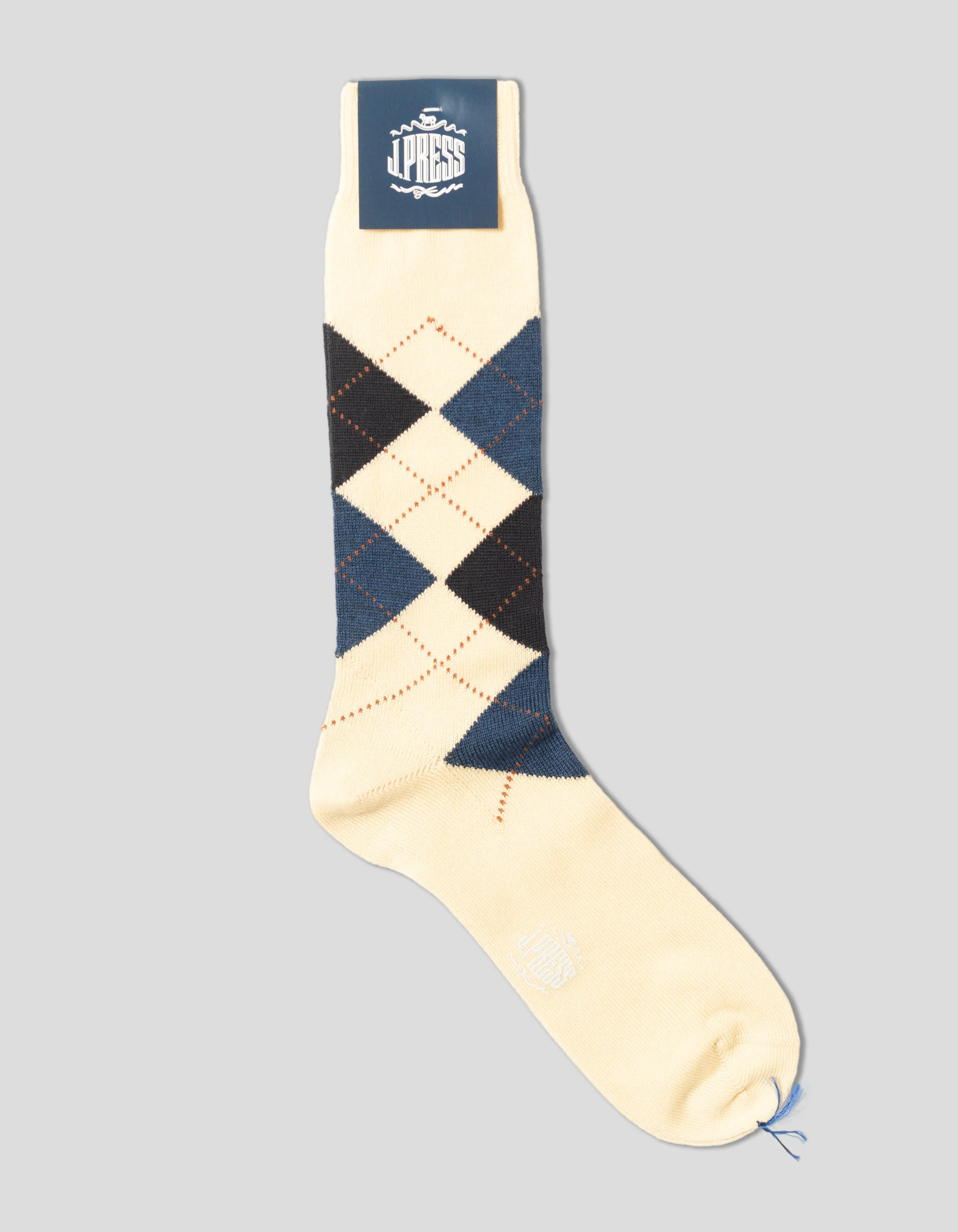 ARGYLE WOOL SOCKS - CREAM/NAVY sold by J. Press