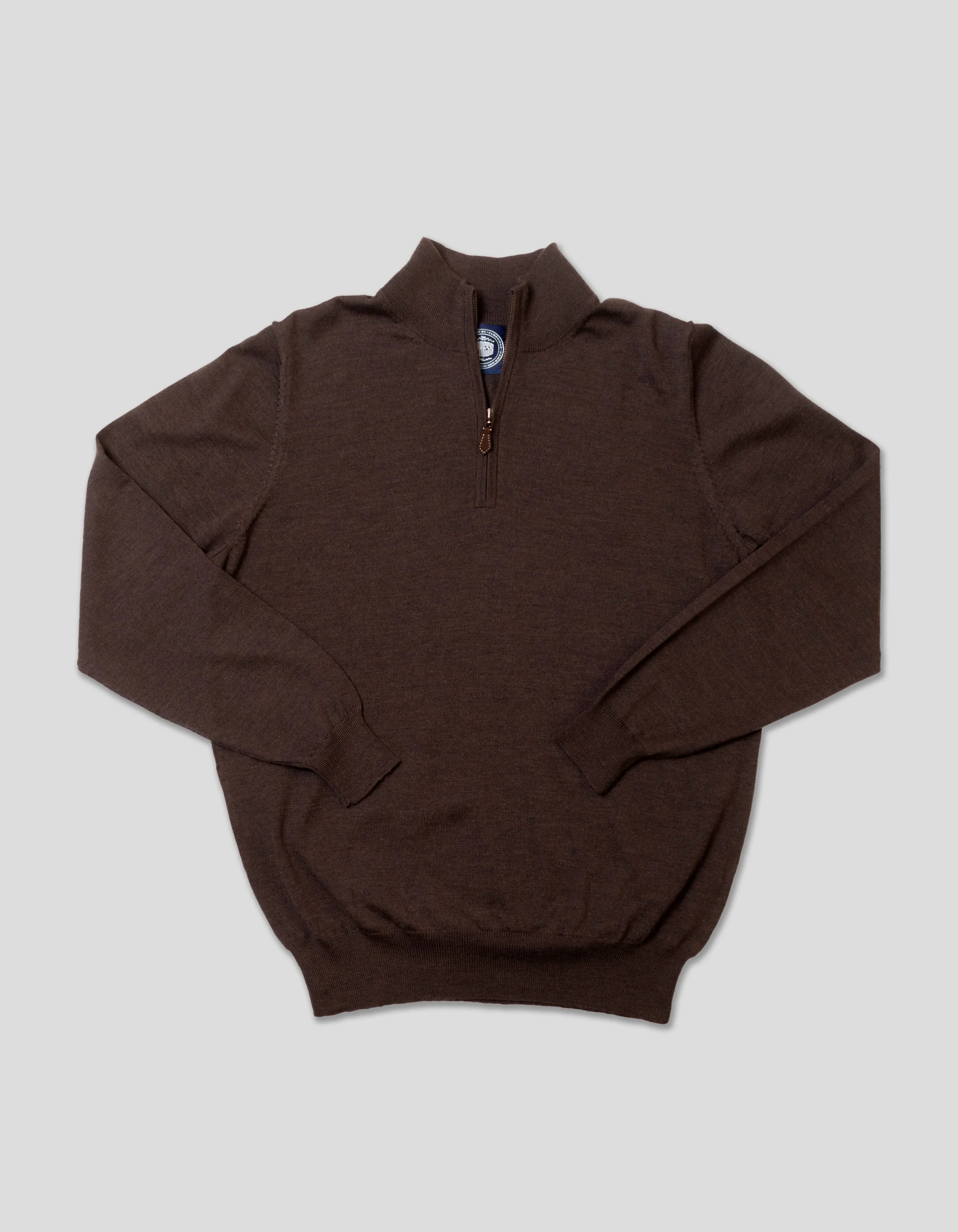 MERINO WOOL QUARTER ZIP UP - DARK BROWN sold by J. Press
