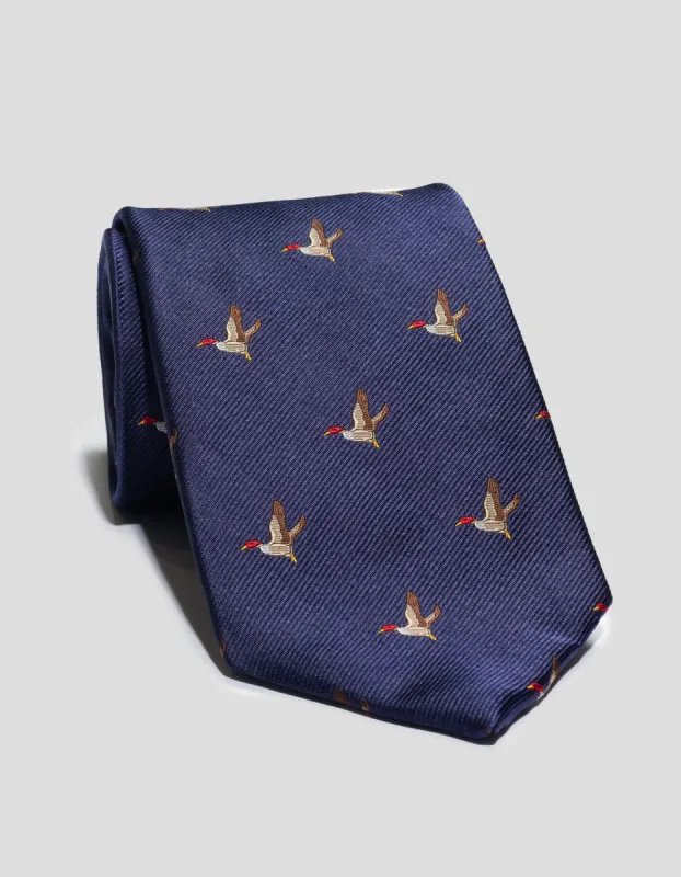EMBLEMATIC FLYING DUCK TIE - NAVY sold by J. Press
