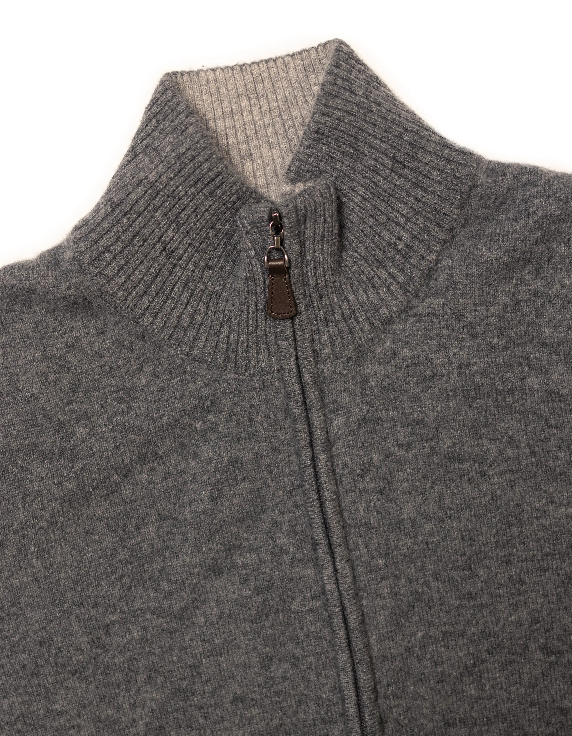 Grey Cashmere Full-Zip Cardigan Sweater - Trim Fit sold by J. Press product image thumbnail 2