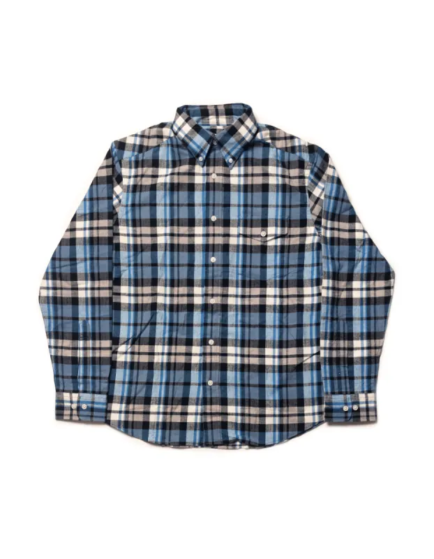 TARTAN FLANNEL SPORT SHIRT - BLUE/BLACK/CREAM CHECK sold by J. Press