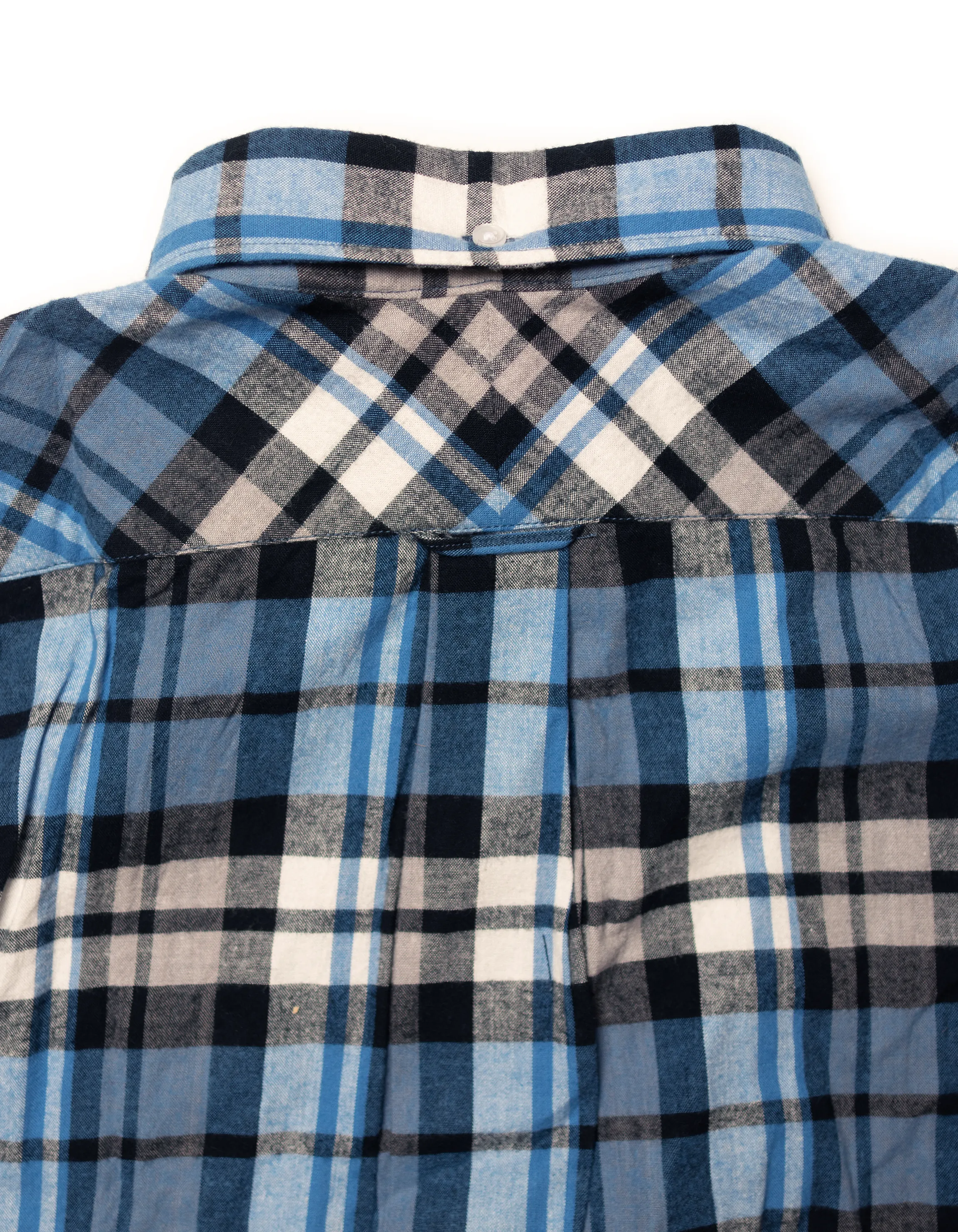 Blue & Cream Plaid Cotton Flannel Sport Shirt - Trim Fit sold by J. Press product image thumbnail 2