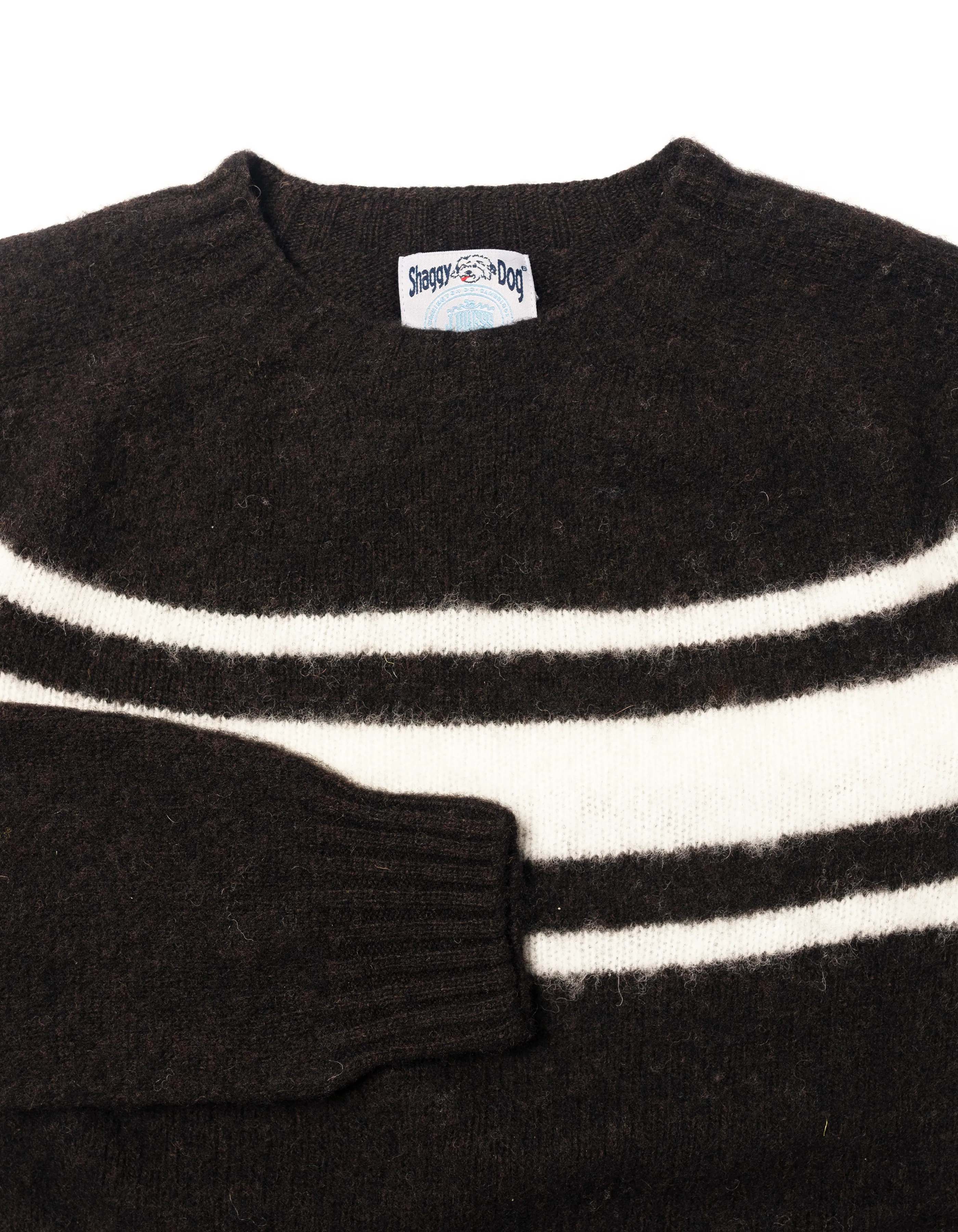 Made-in-Scotland Brown Chest Stripe Shaggy Dog Sweater - Trim Fit sold by J. Press product image thumbnail 2