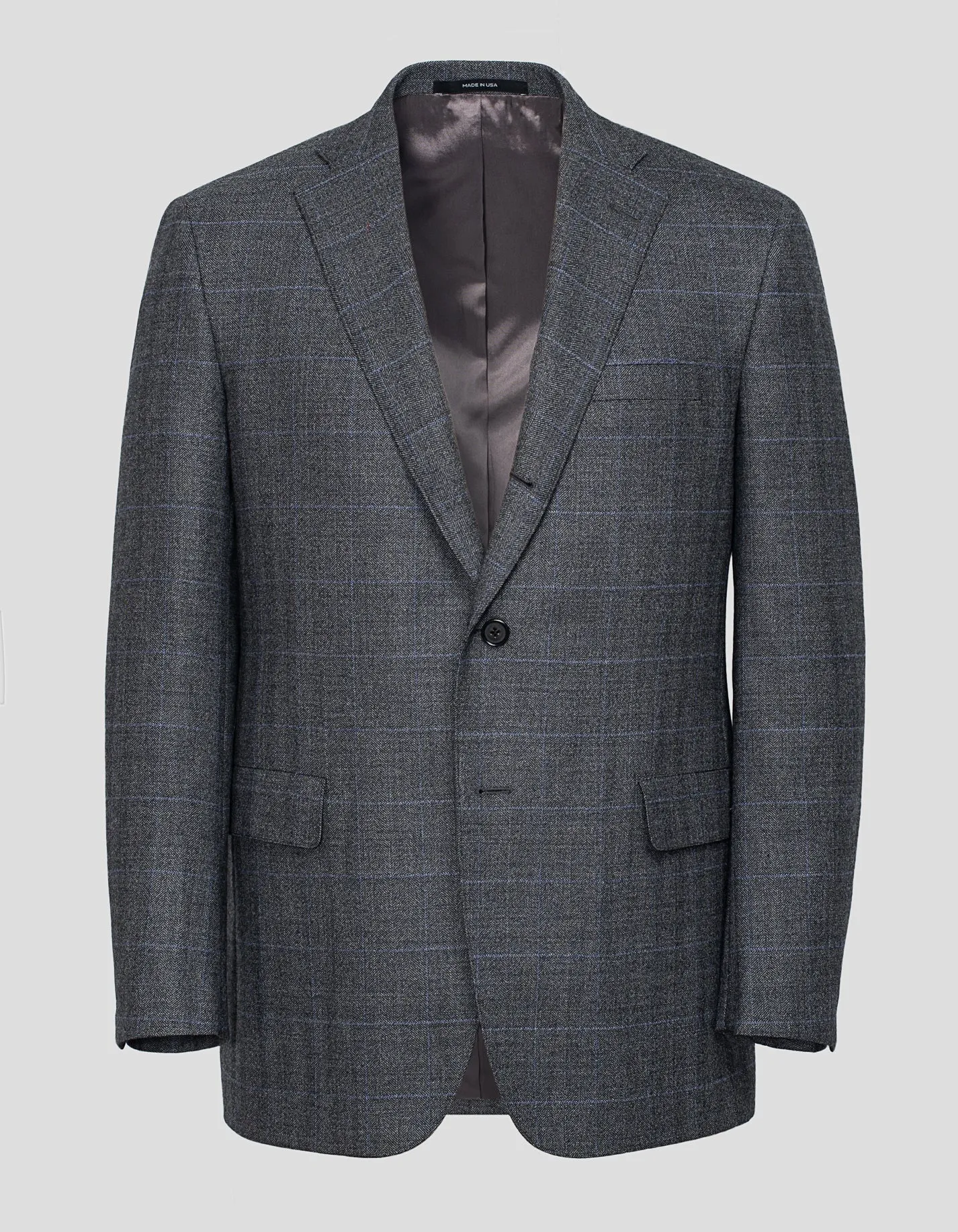 LIGHT GREY HERRINGBONE WITH BLUE PANE SUIT sold by J. Press