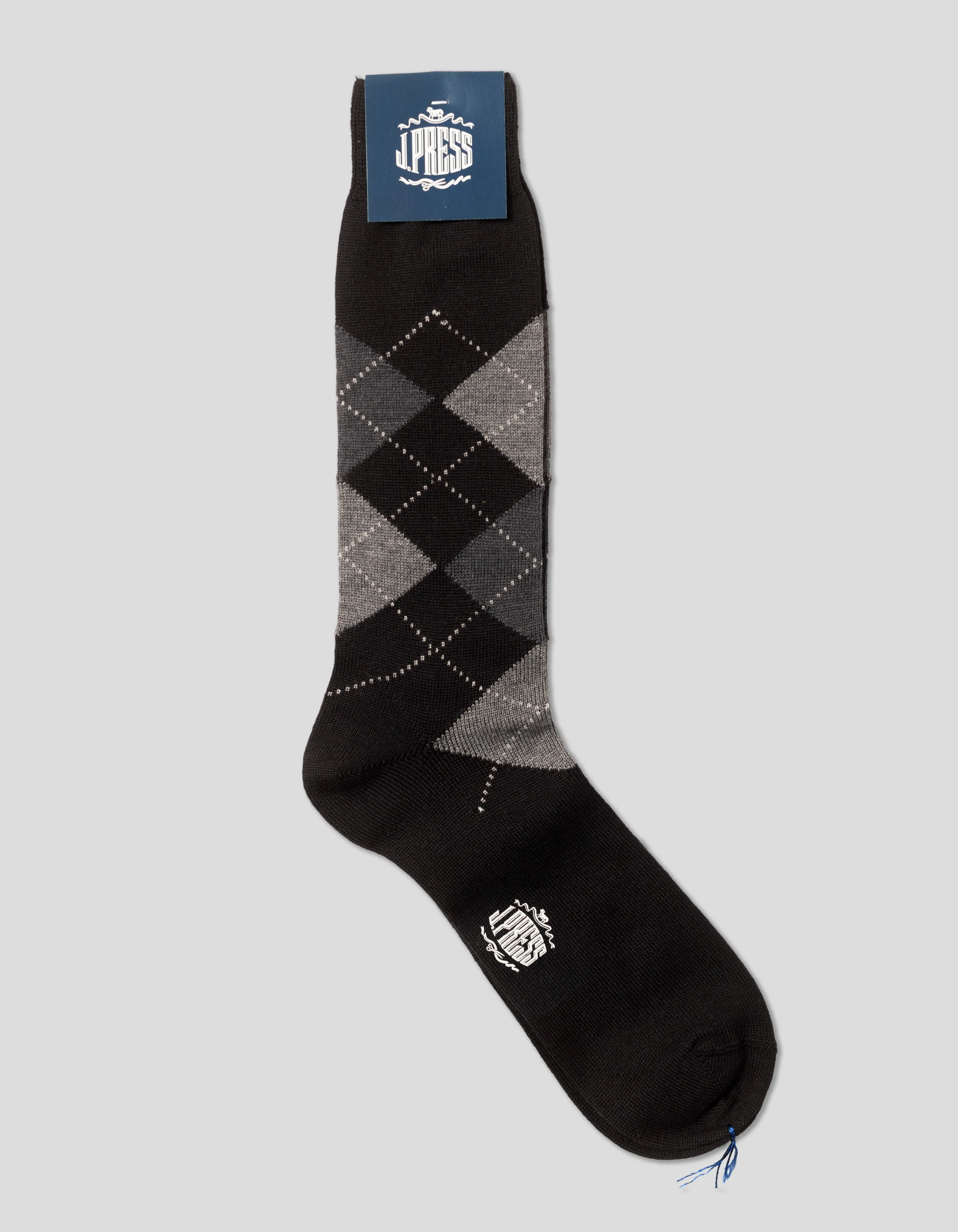 ARGYLE WOOL SOCKS - BLACK/GREY sold by J. Press