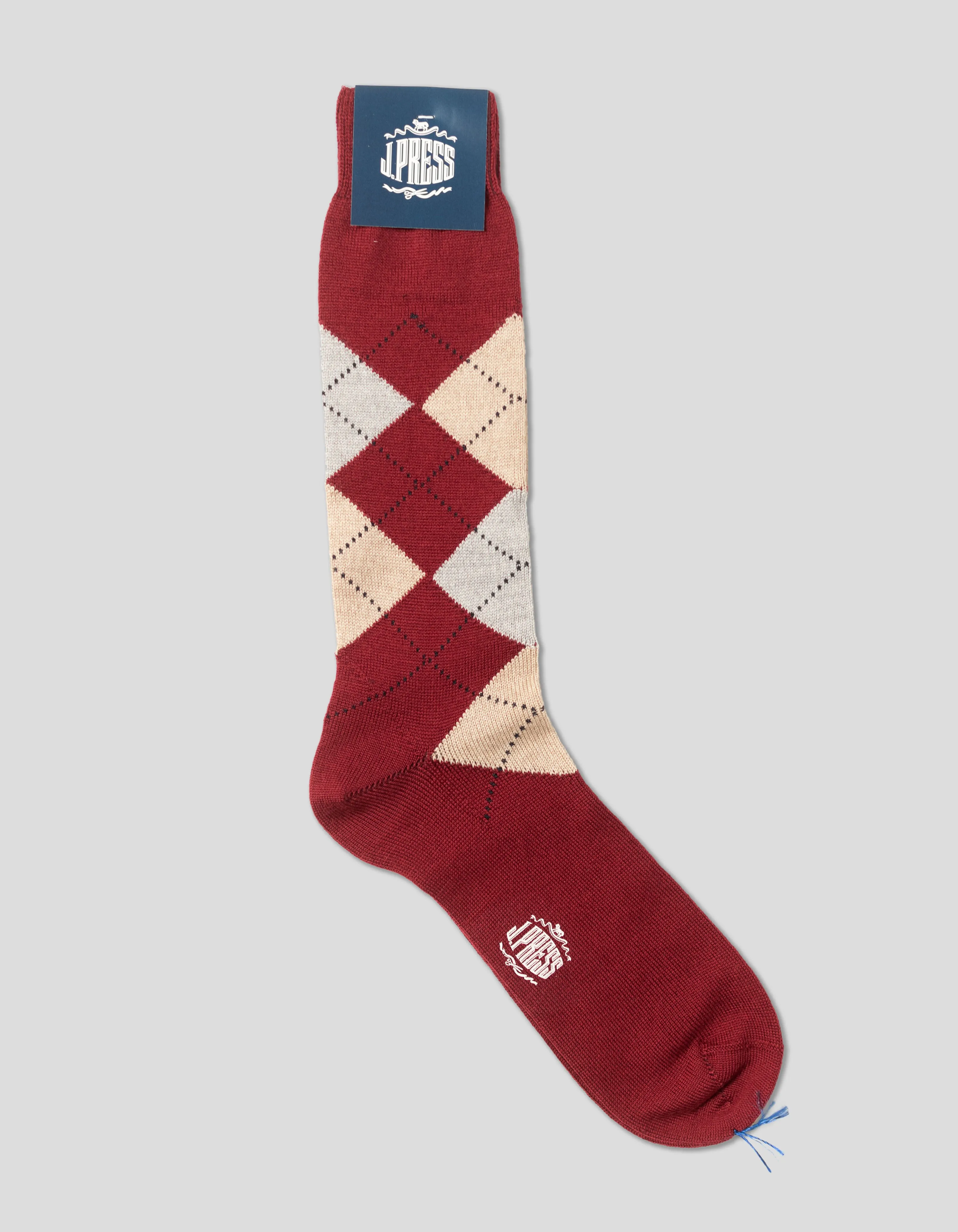 ARGYLE WOOL SOCKS - BURGUNDY/BEIGE sold by J. Press