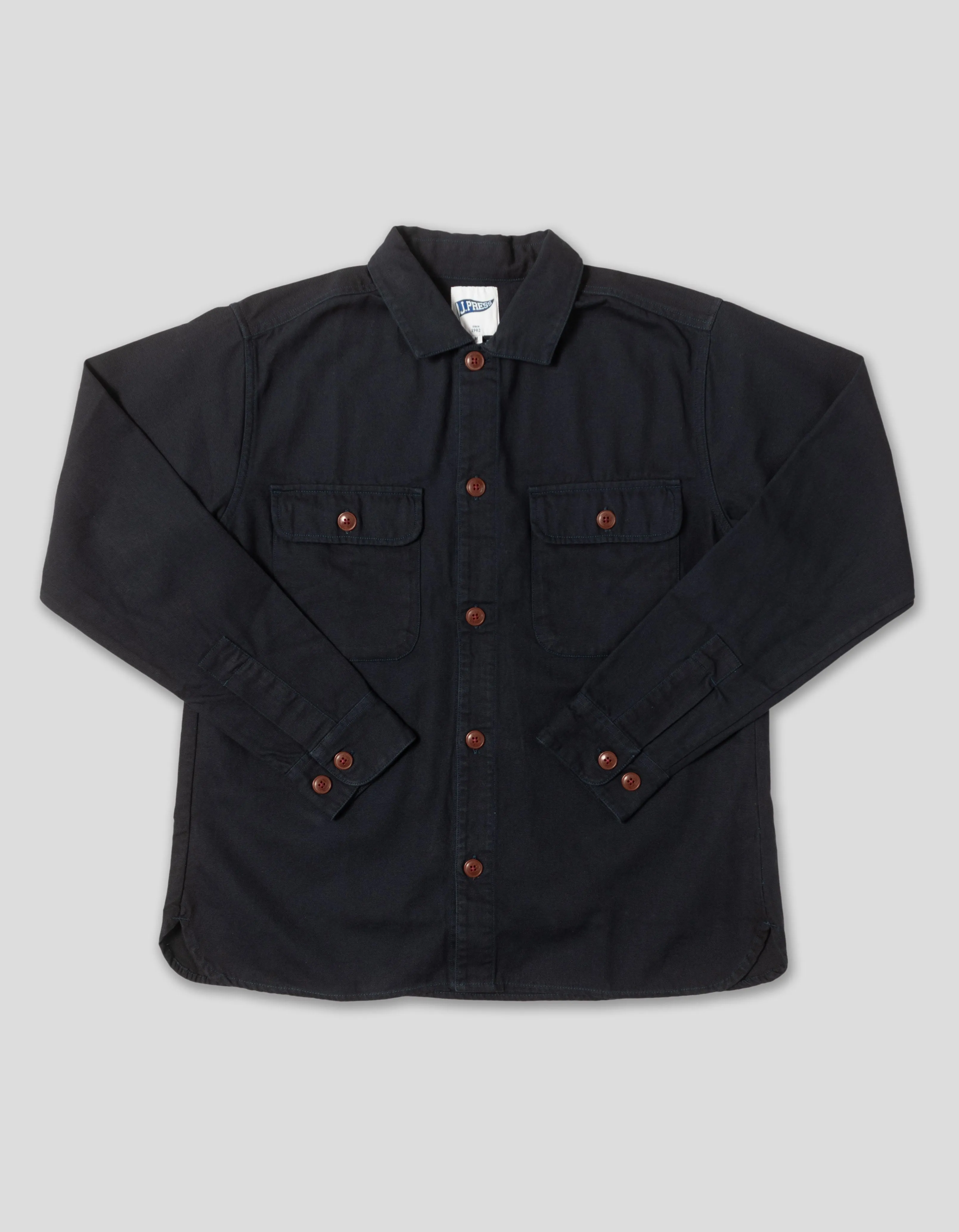 Navy Cotton Canvas Overshirt - Trim Fit sold by J. Press