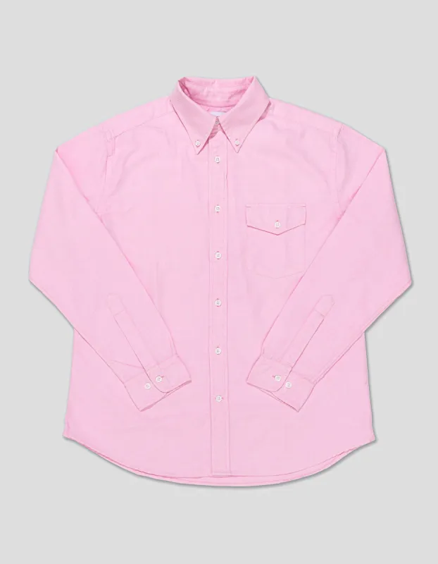 Pink Enzyme-Wash Oxford Striped Shirt - Flap Pocket - Trim Fit sold by J. Press