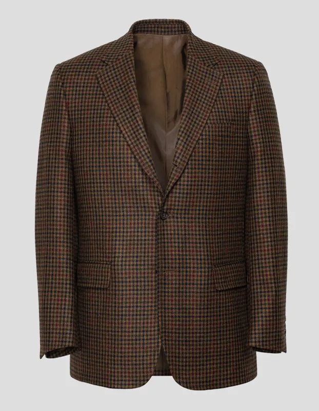 Made-in-Canada Windowpane Olive Brown & Rust Pure Cashmere Sport Coat sold by J. Press
