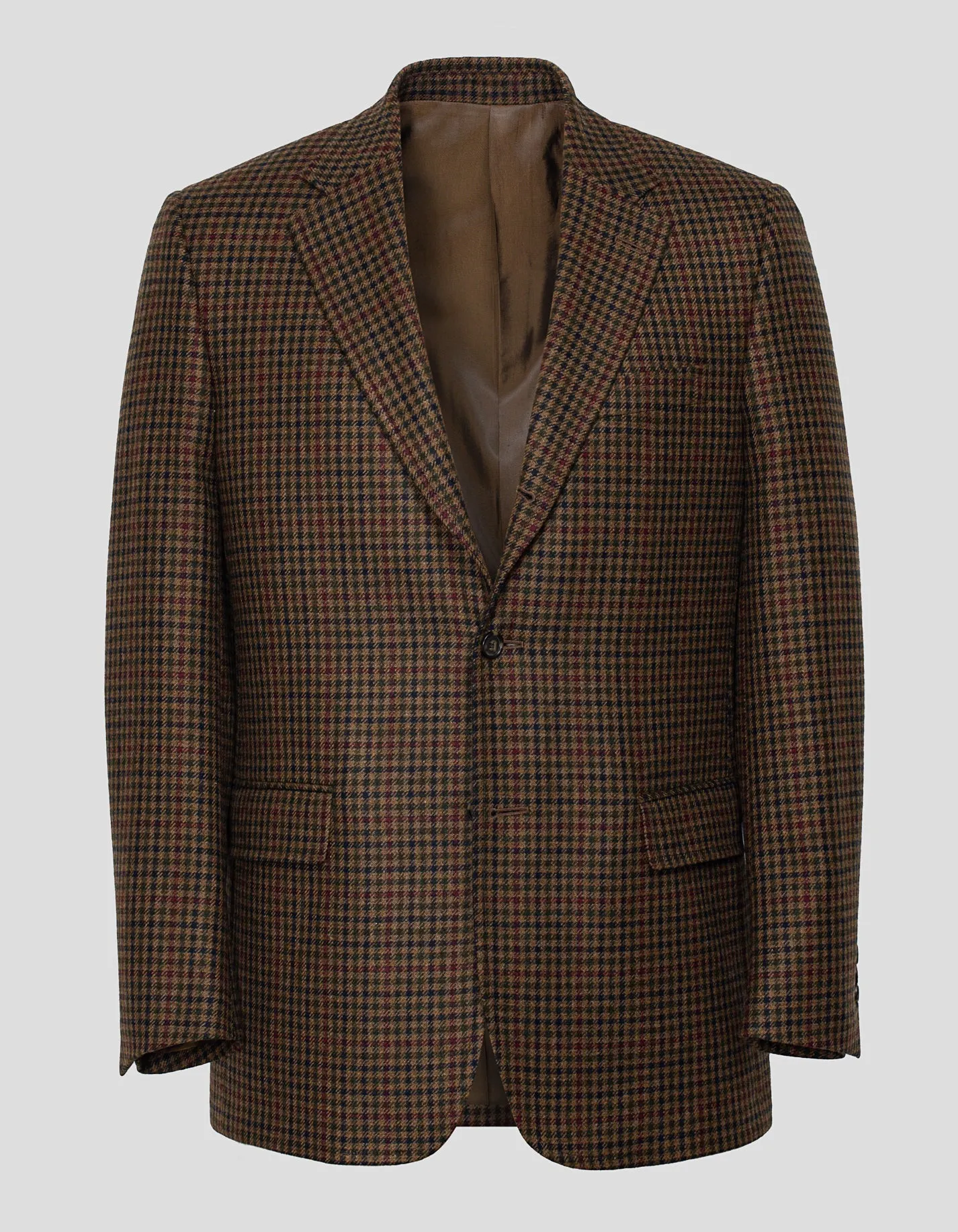 Made-in-Canada Windowpane Olive Brown & Rust Pure Cashmere Sport Coat sold by J. Press