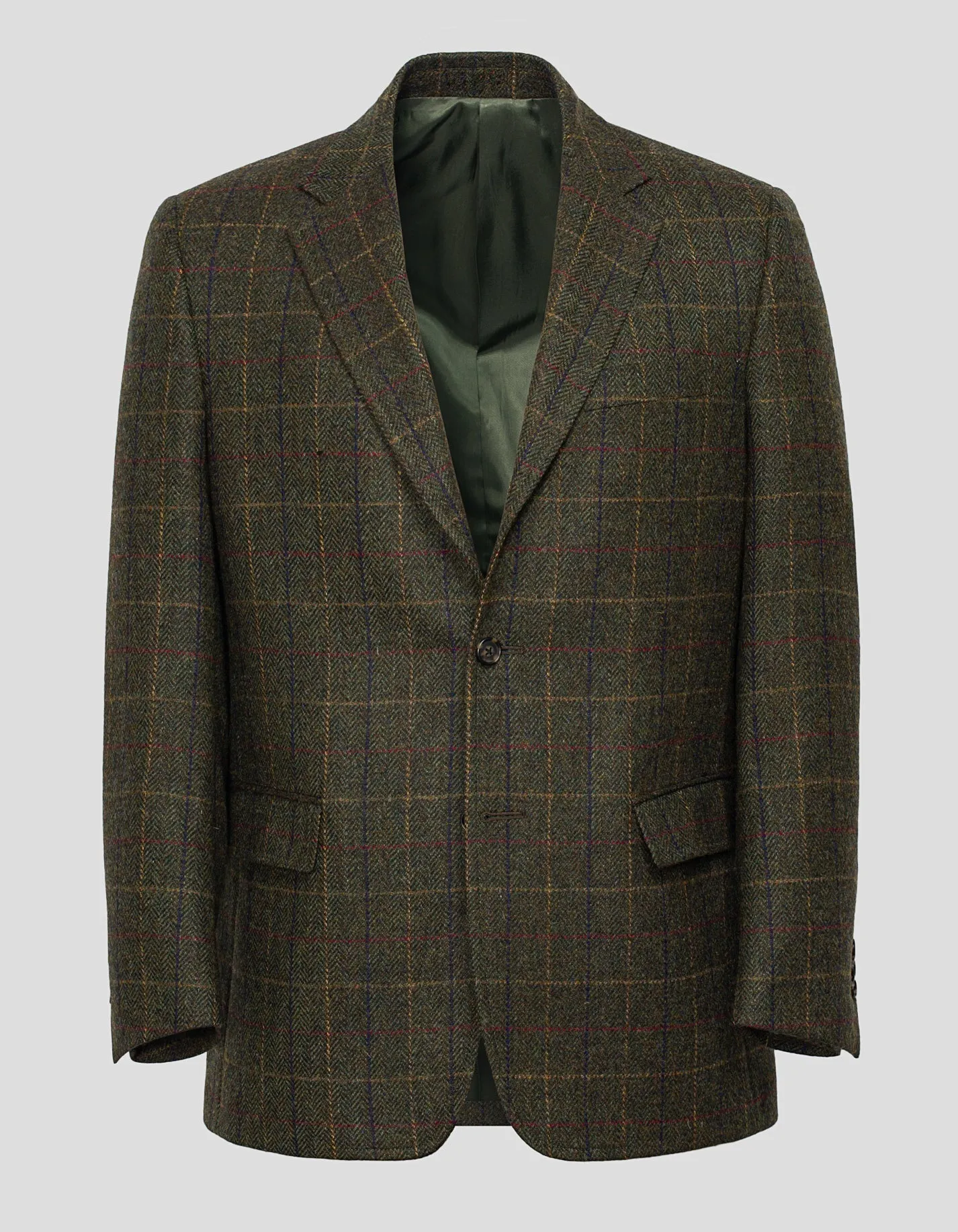 OLIVE HERRINGBONE WITH MULTI PANE SPORT COAT sold by J. Press