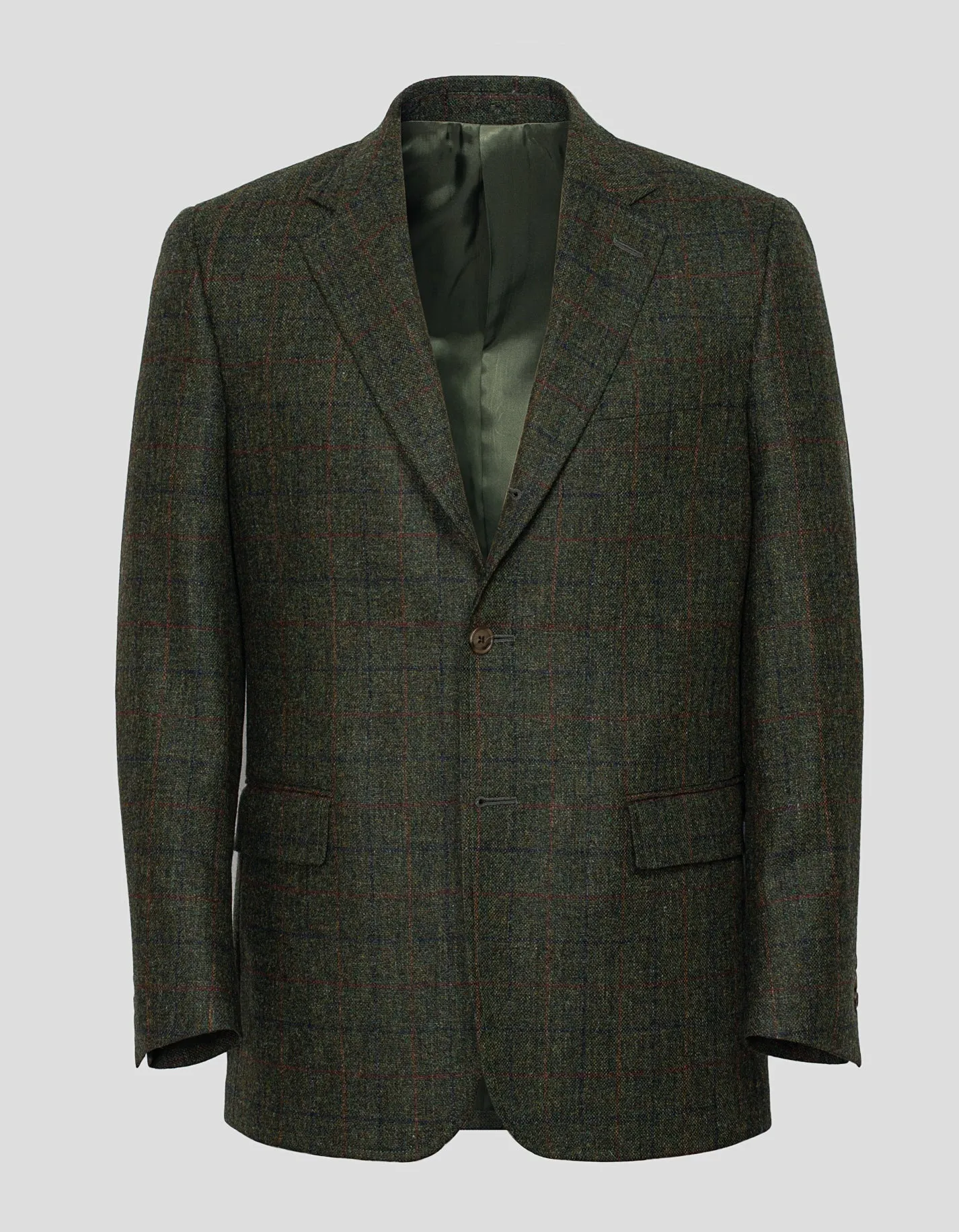 Made-in-Canada Olive, Blue & Rust Windowpane Sport Coat sold by J. Press