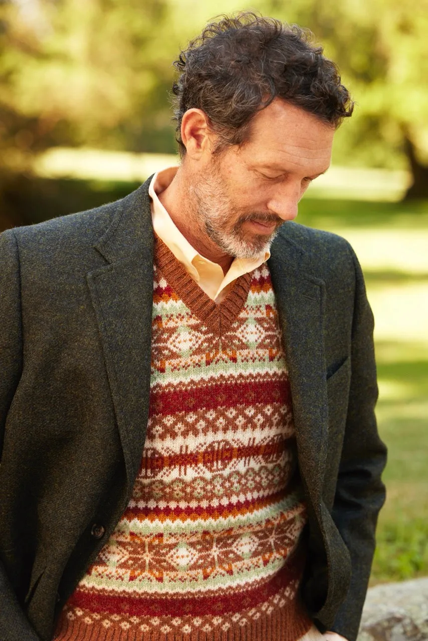 Made-in-Scotland Rust Fair Isle Sweater Vest sold by J. Press product image thumbnail 2