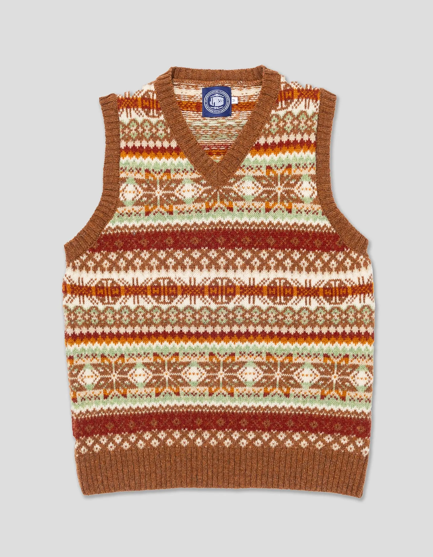 Made-in-Scotland Rust Fair Isle Sweater Vest sold by J. Press