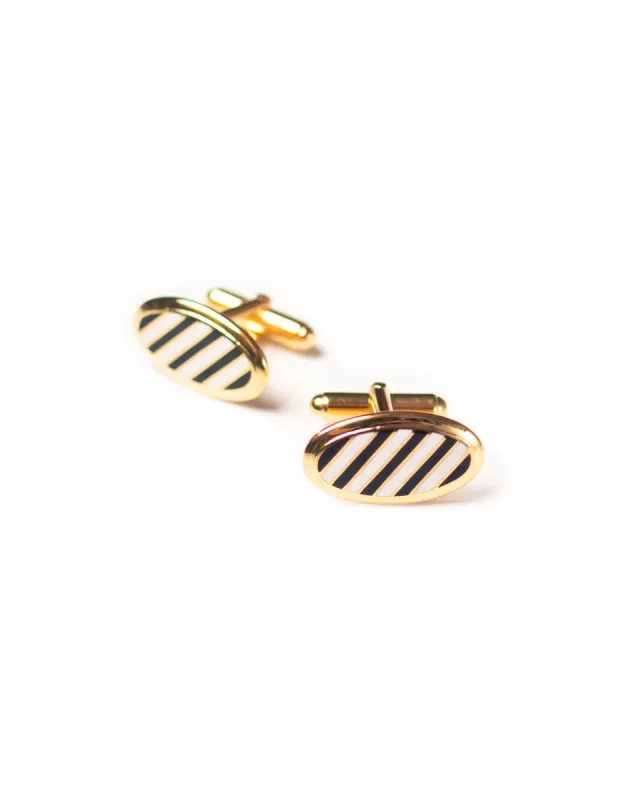 Made-in-USA Navy & White Enamel Repp Stripe Cufflinks sold by J. Press