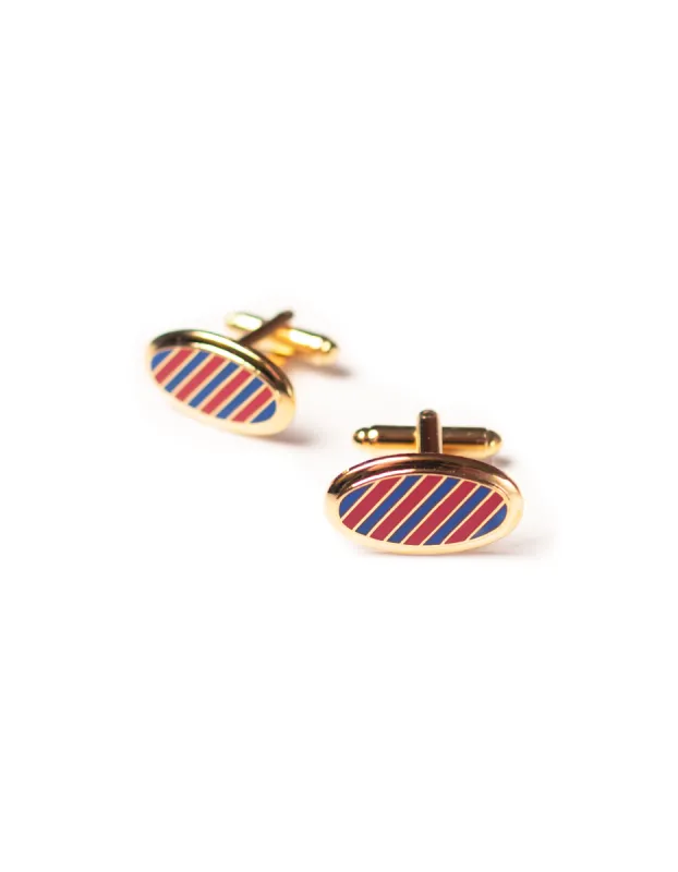 Made-in-USA Navy & Red Enamel Repp Stripe Cufflinks sold by J. Press