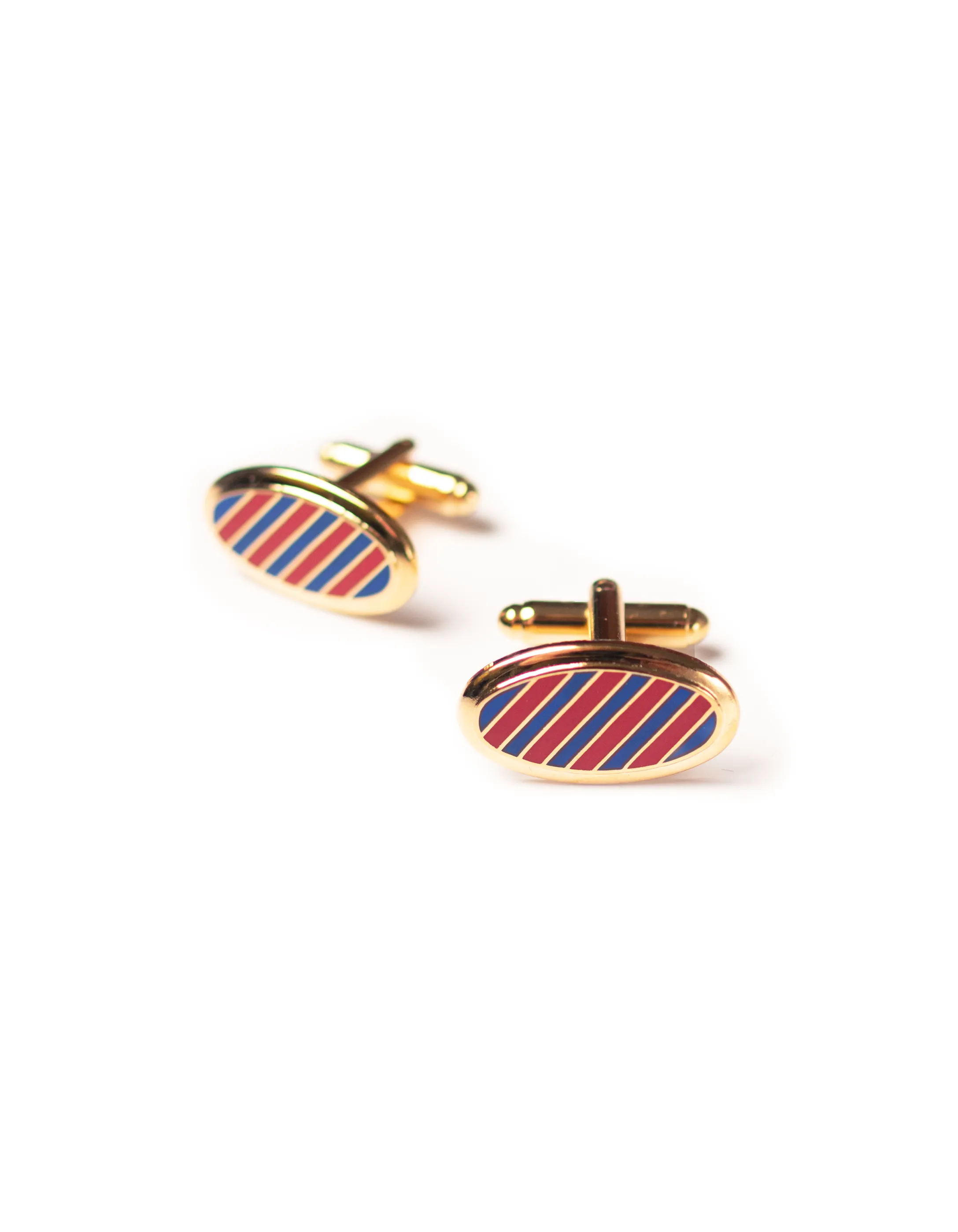 Made-in-USA Navy & Red Enamel Repp Stripe Cufflinks sold by J. Press