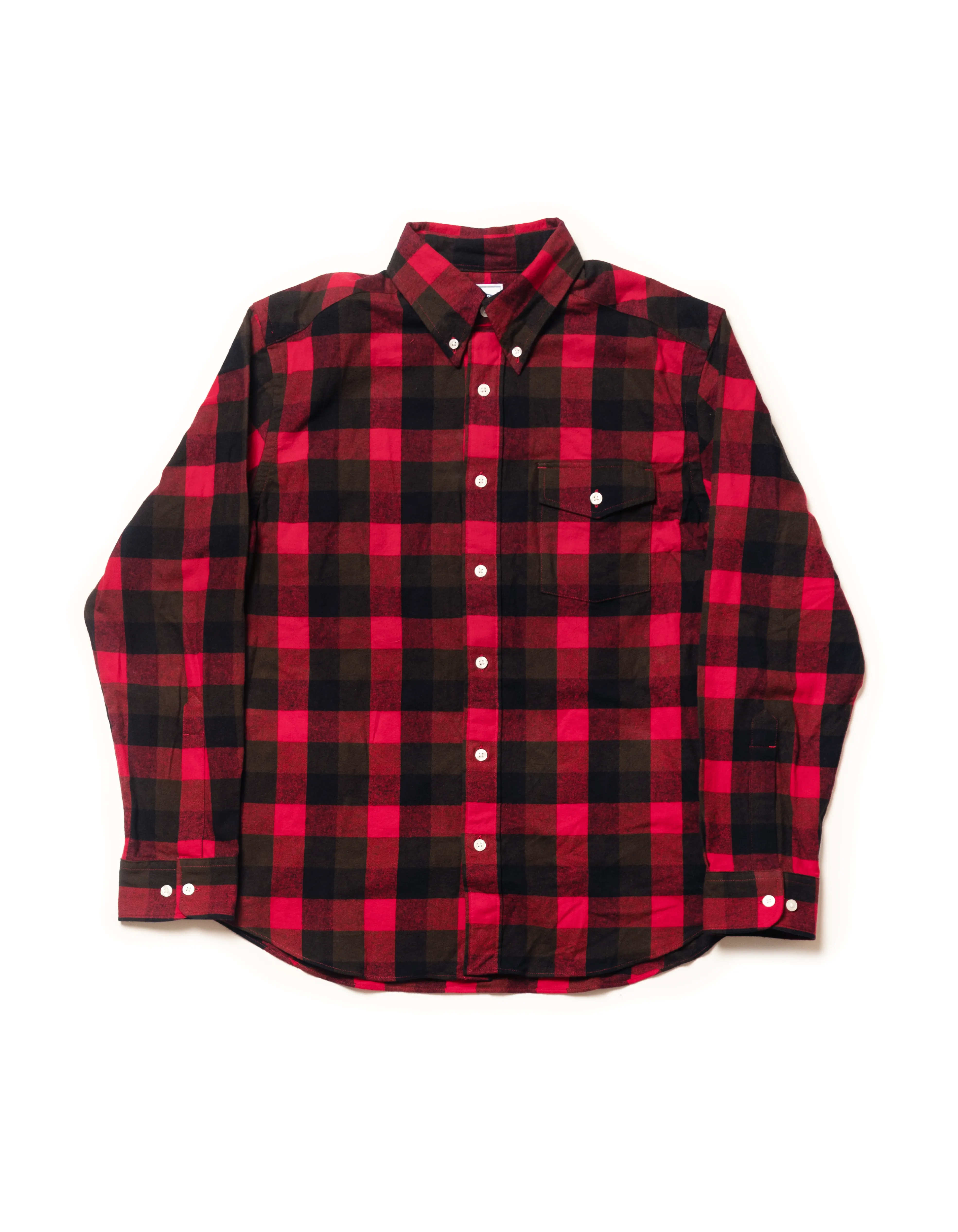 Red Plaid Cotton Flannel Sport Shirt - Trim Fit sold by J. Press