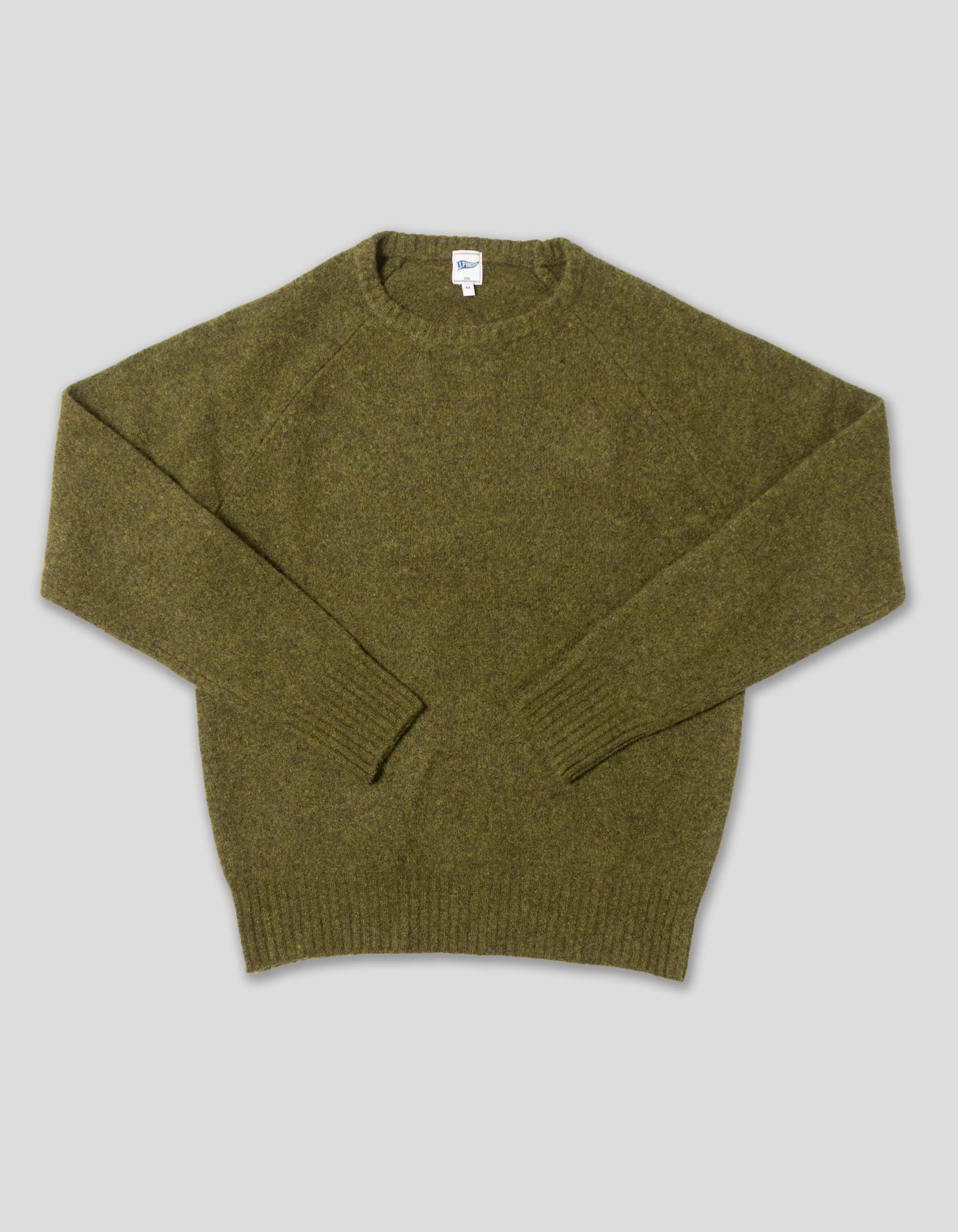 Solid Olive Crewneck Sweater - Trim Fit sold by J. Press