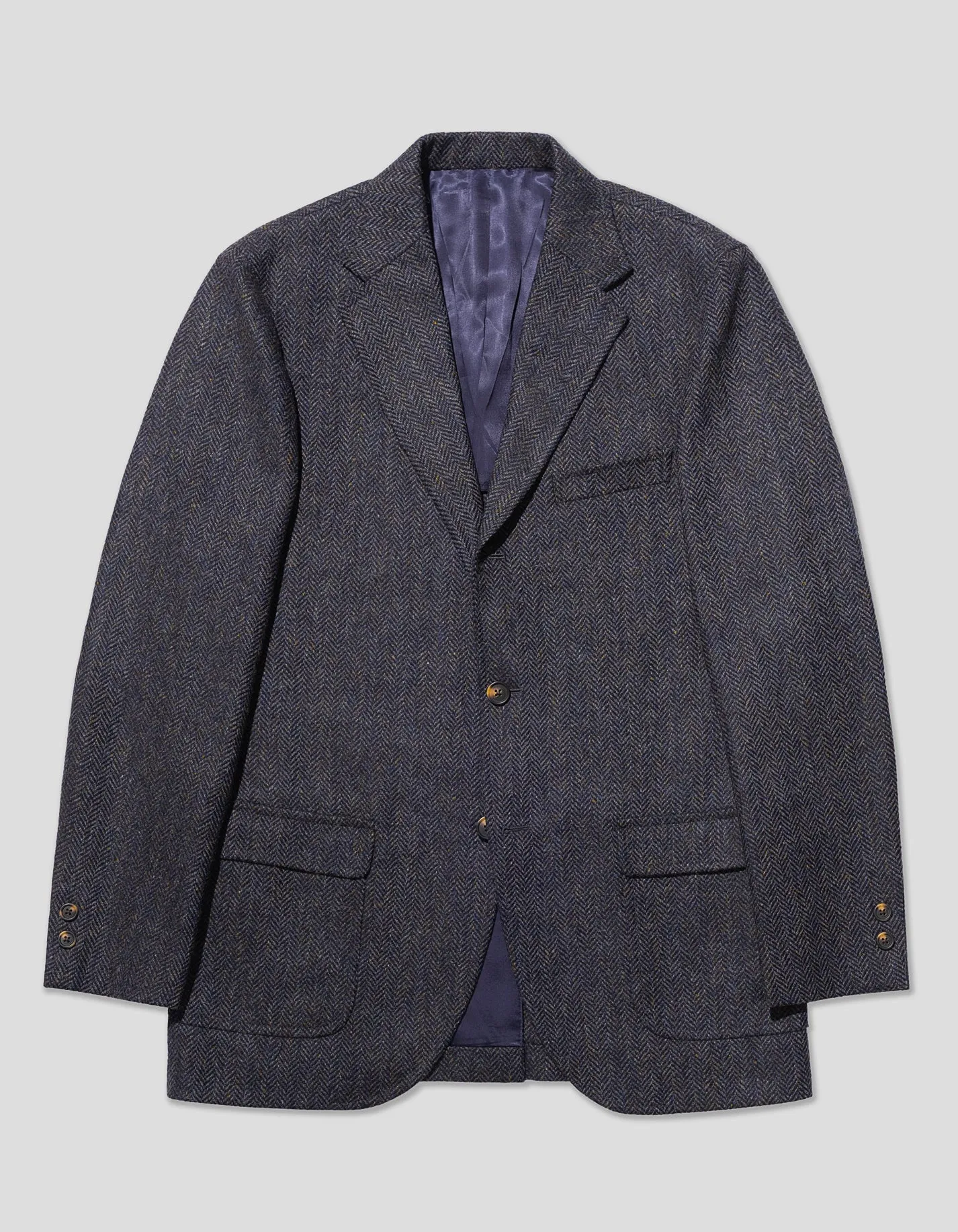 Blue Mix Herringbone Wool Sport Coat - Trim Fit sold by J. Press