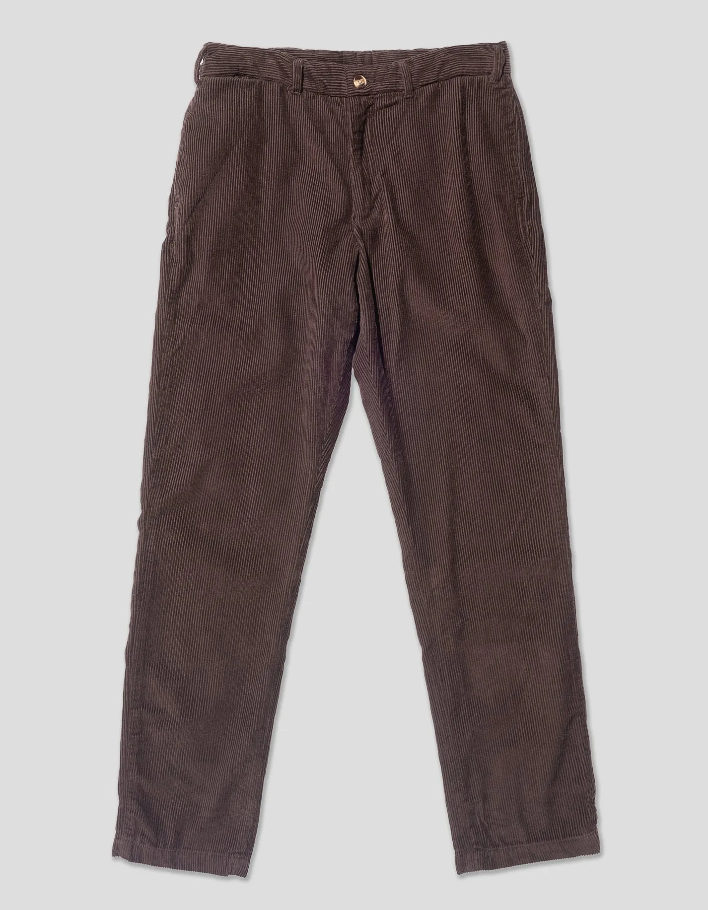 Solid Brown Wide Wale Corduroy Trouser - Trim Fit sold by J. Press