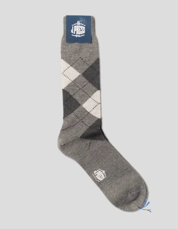 ARGYLE WOOL SOCKS - GREY/CHARCOAL sold by J. Press