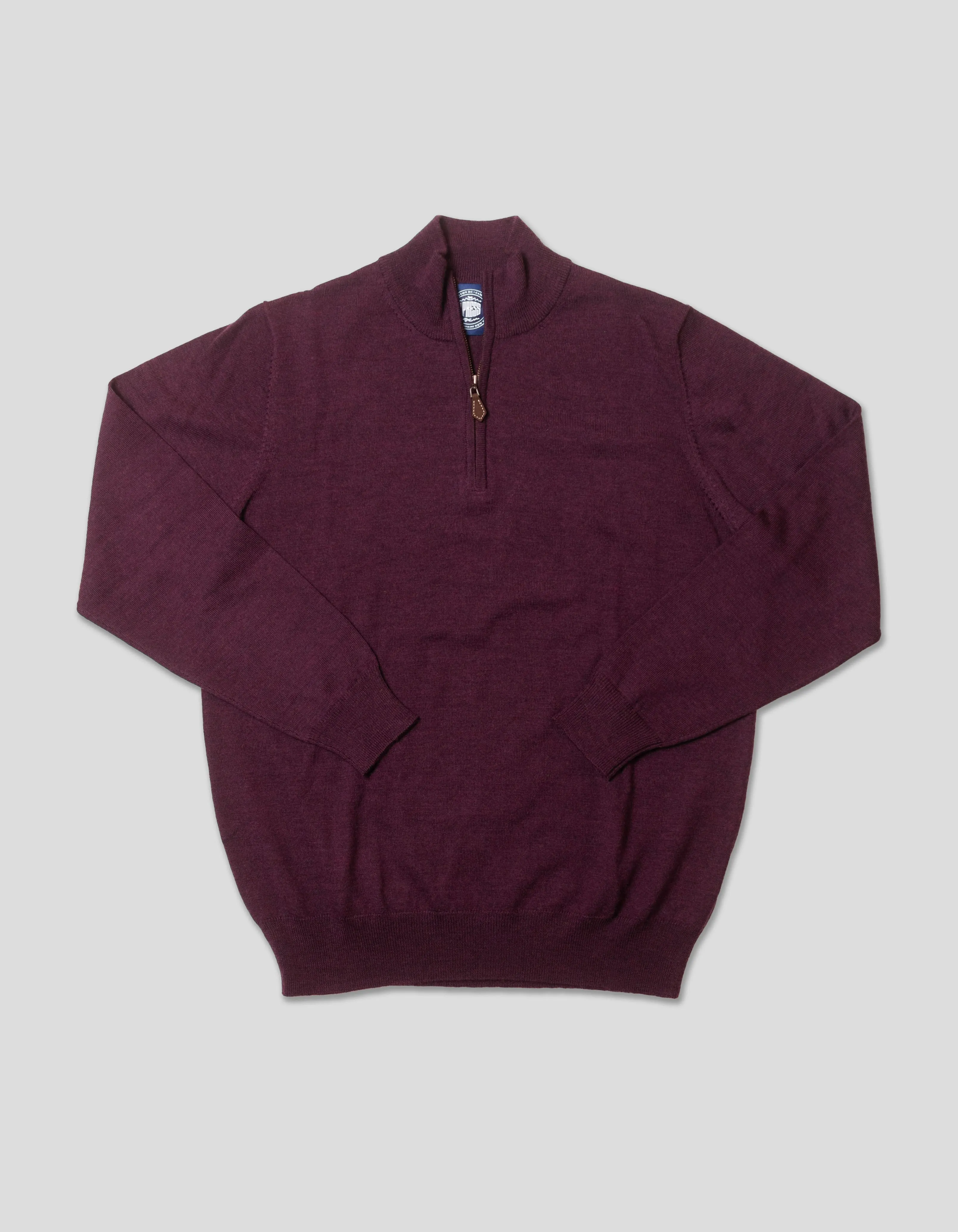 MERINO WOOL QUARTER ZIP UP - DARK PURPLE sold by J. Press