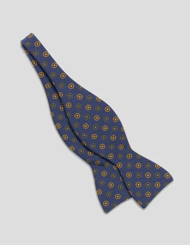 Made-in-England Navy & Gold Foulard Irish Poplin Bow Tie sold by J. Press
