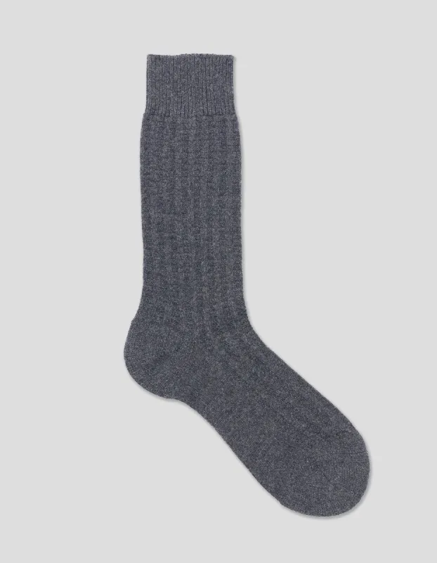 TEXTURED CASHMERE SOCKS - CHARCOAL made by J. Press