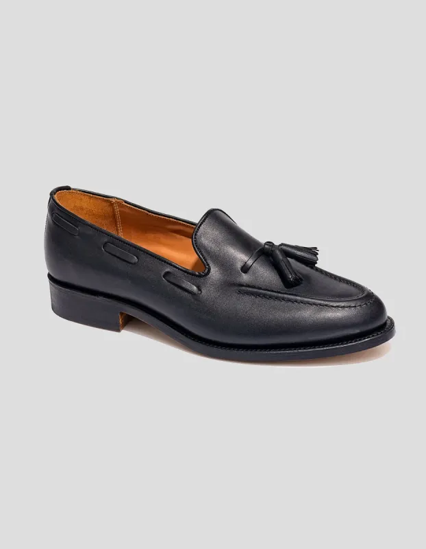 Made-in-England Black Calfskin Tassel Loafer sold by J. Press