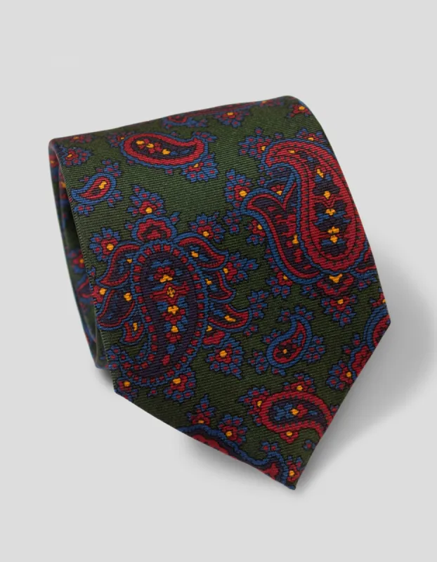 Made-in-England Green Paisley Ancient Madder Tie sold by J. Press