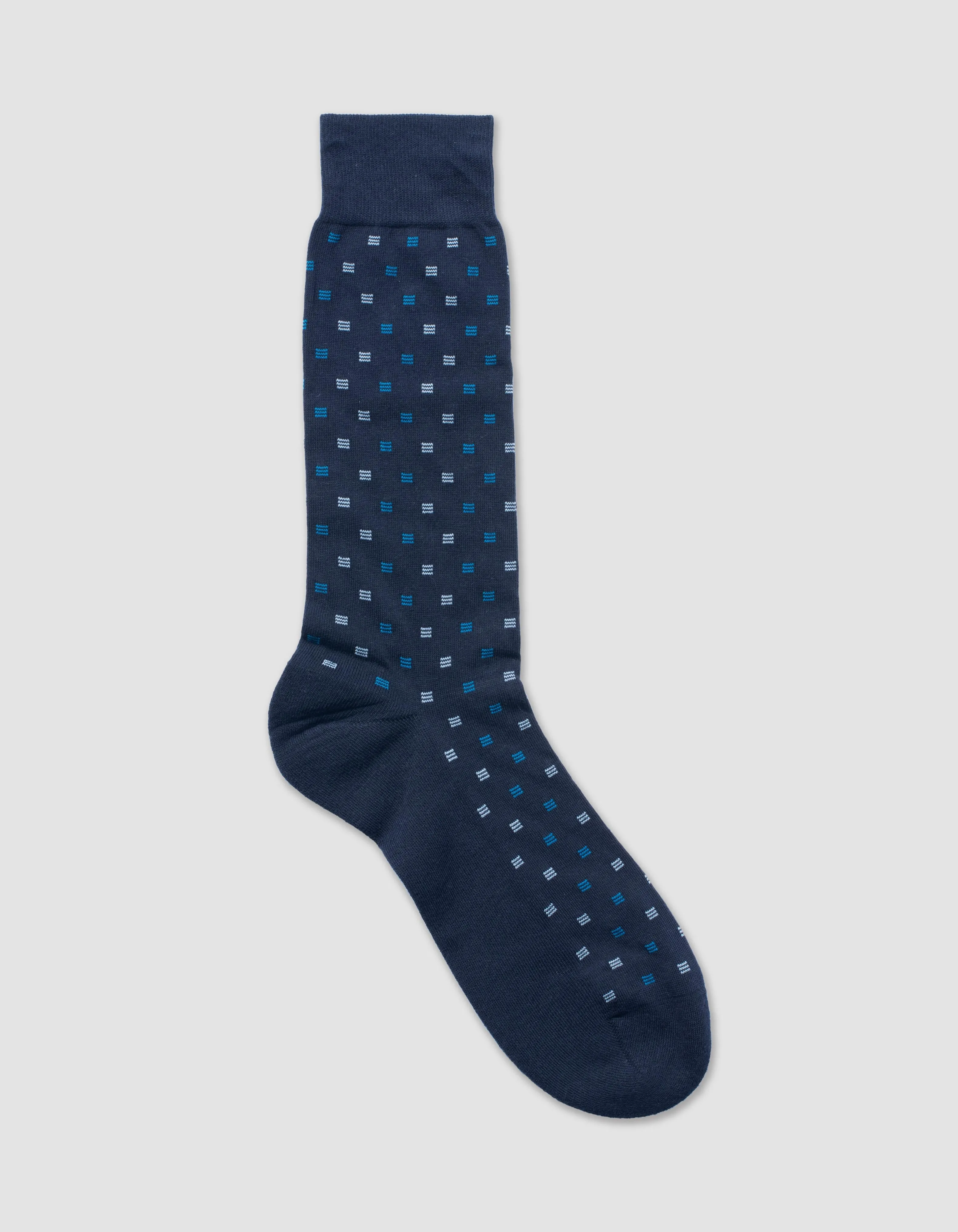 NAVY BOX MOTIF MID-CALF SOCKS sold by J. Press