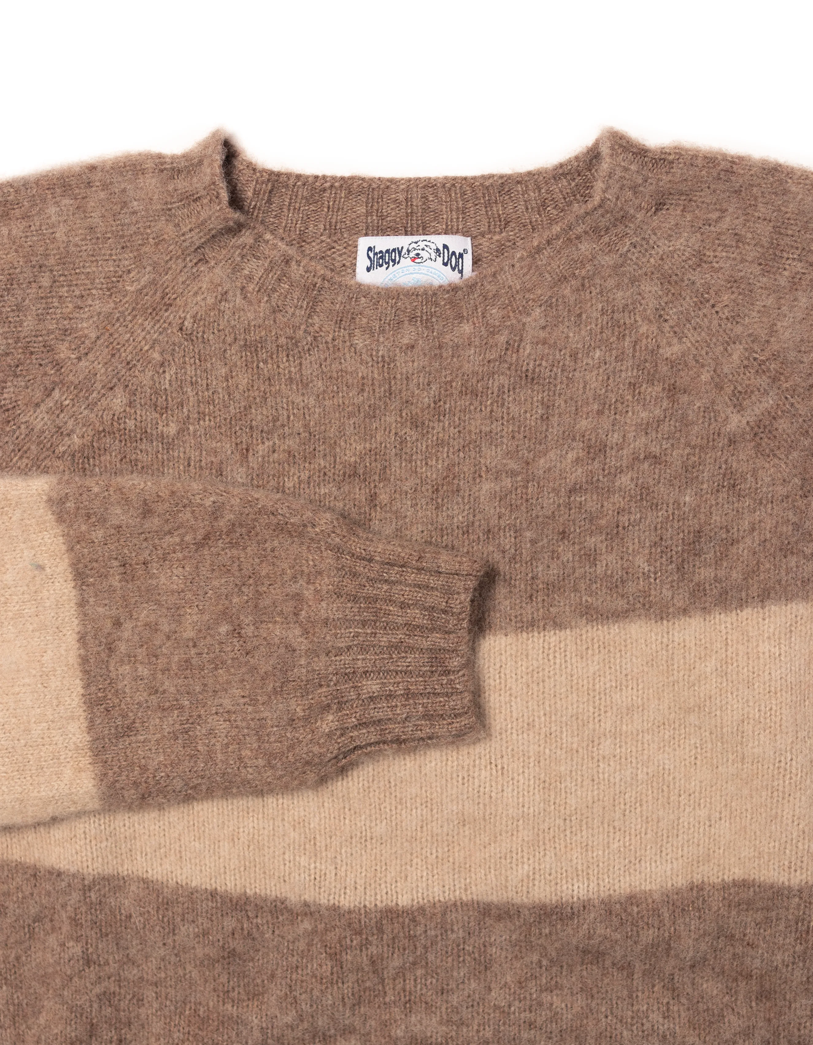 Made-in-Scotland Nutmeg & Tan Shaggy Dog Block Stripe Sweater - Trim Fit sold by J. Press product image thumbnail 2