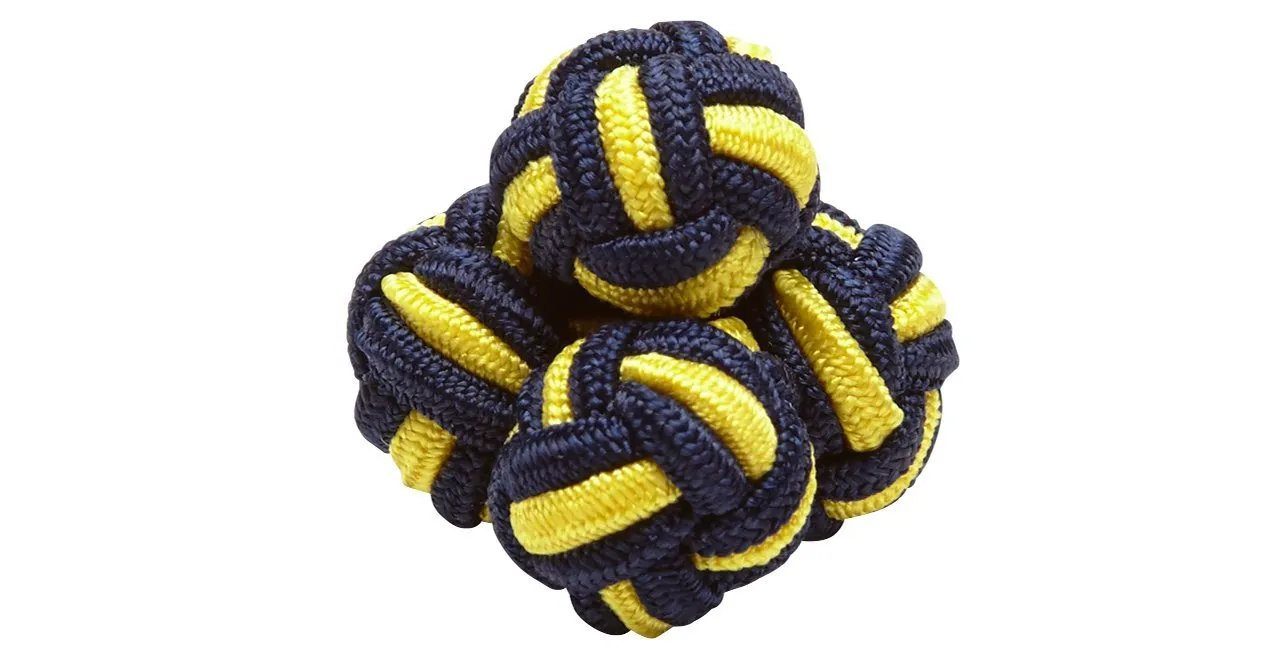 Navy & Yellow Monkey's Fist Silk Knot Cufflinks sold by J. Press product image thumbnail 3