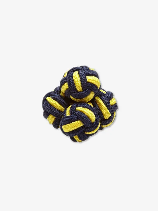 Navy & Yellow Monkey's Fist Silk Knot Cufflinks sold by J. Press