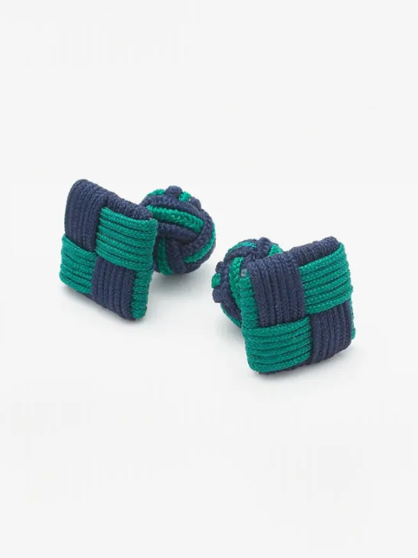 Navy & Green Combo Knot Cufflinks sold by J. Press