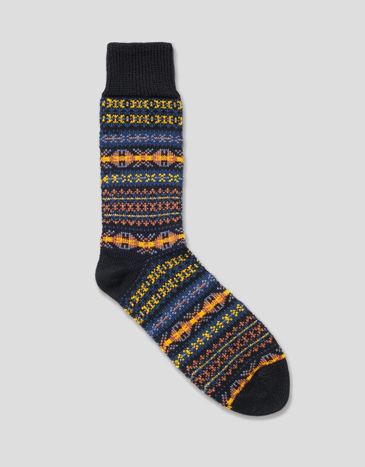 Made-in-England Black Fair Isle Wool/Cotton Socks sold by J. Press