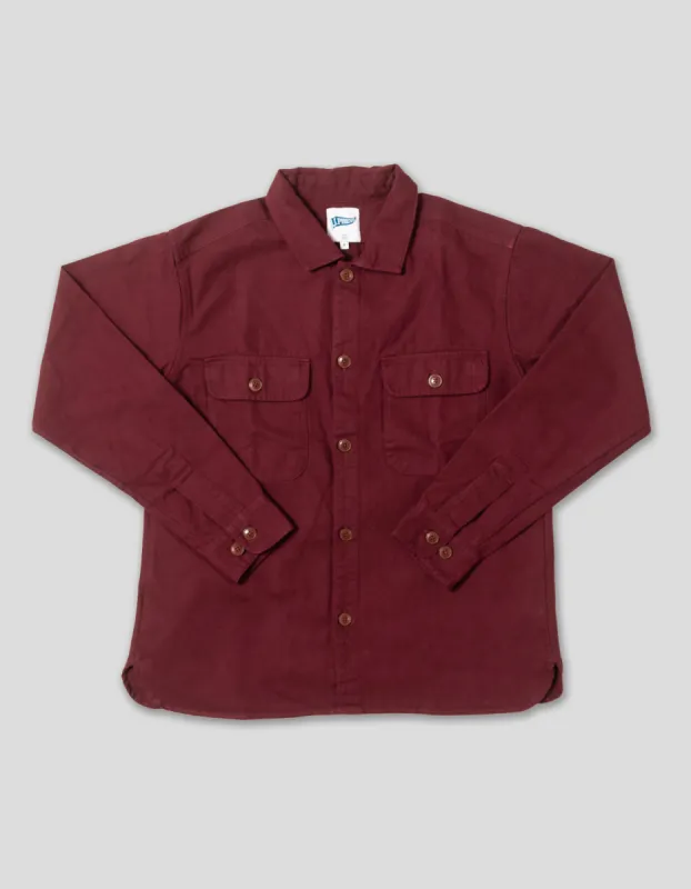 Burgundy Cotton Canvas Overshirt - Trim Fit sold by J. Press