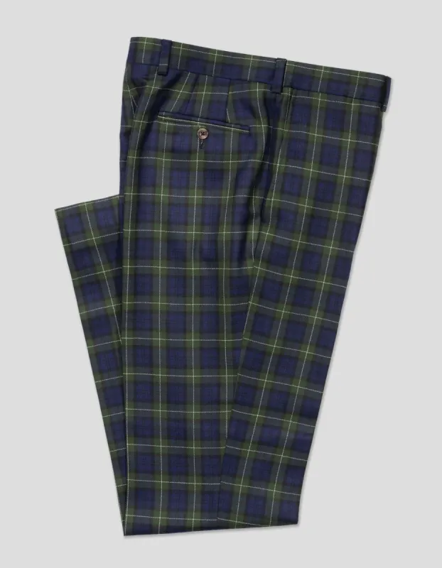 NAVY/GREEN TARTAN WOOL TROUSERS - CLASSIC FIT sold by J. Press
