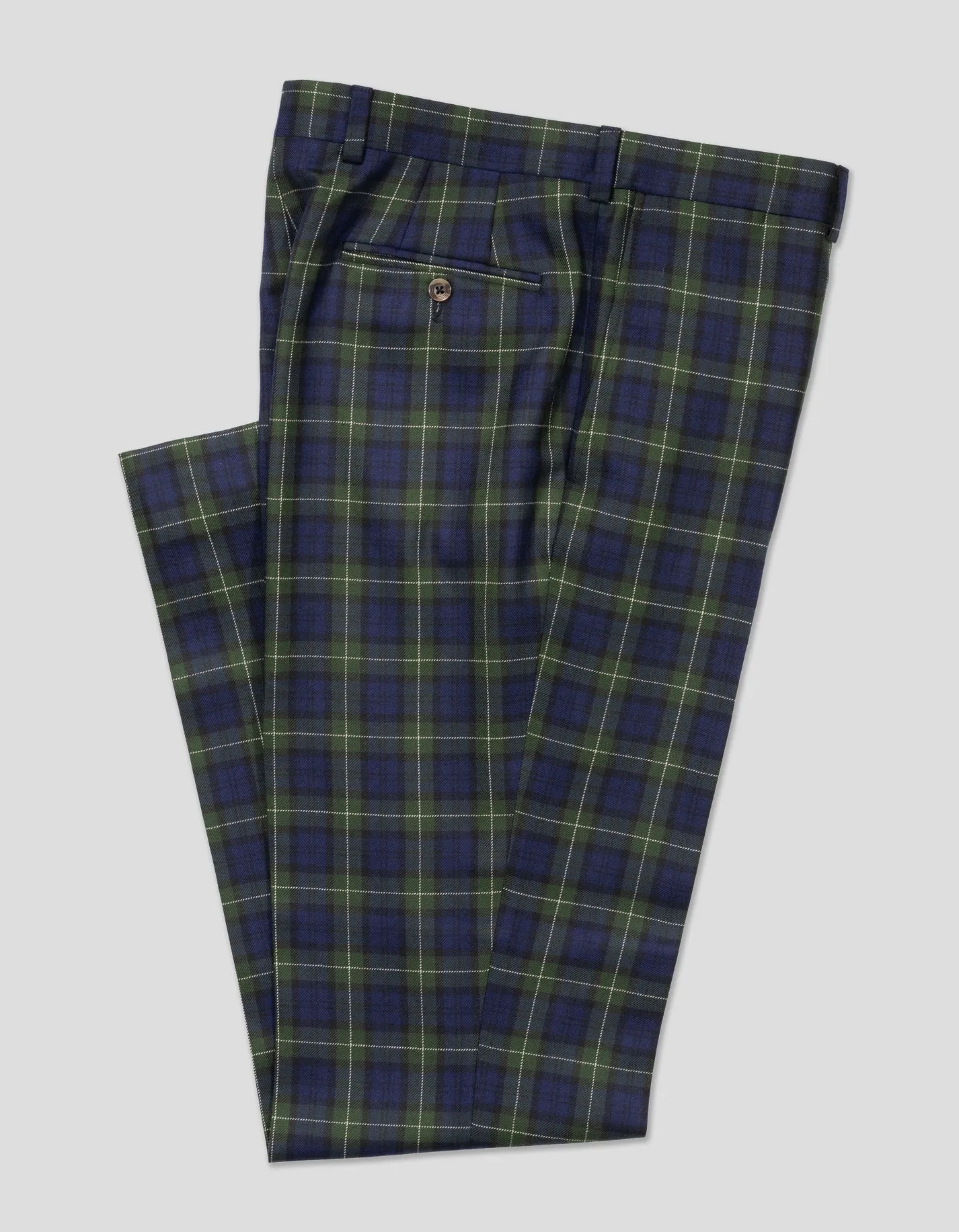 NAVY/GREEN TARTAN WOOL TROUSERS - CLASSIC FIT sold by J. Press