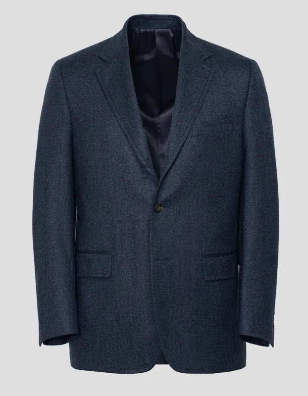 Made-in-Canada Blue Herringbone Pure Cashmere Sport Coat sold by J. Press